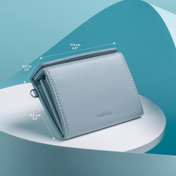 Women Blue Minimalist Magnetic Closure Pouch Change Wallet with Chain Strap - Picture 5 of 6